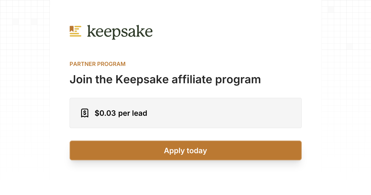 Keepsake Affiliate Program | Dub